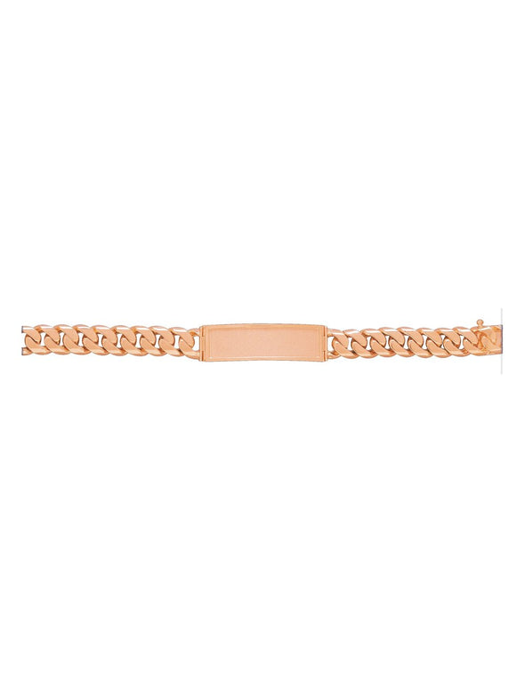 14K Yellow Gold 13 mm Cuban Link Beveled ID Bracelet (8-9 Inch)