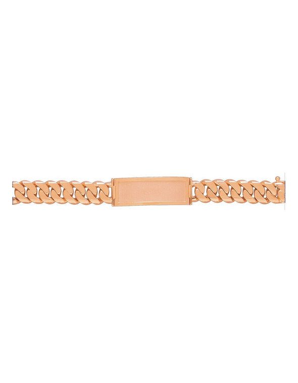 14k Yellow Gold 18 mm Cuban Link Beveled ID Bracelet (8.5-9.5 Inch)