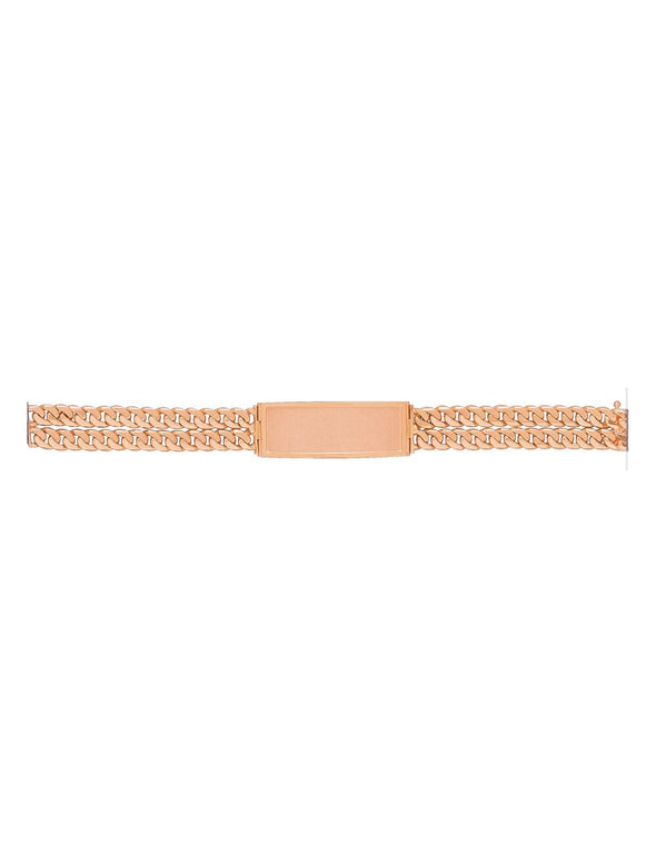 14K Yellow Gold Double Strand Cuban Link ID Bracelet (7-9 Inch)