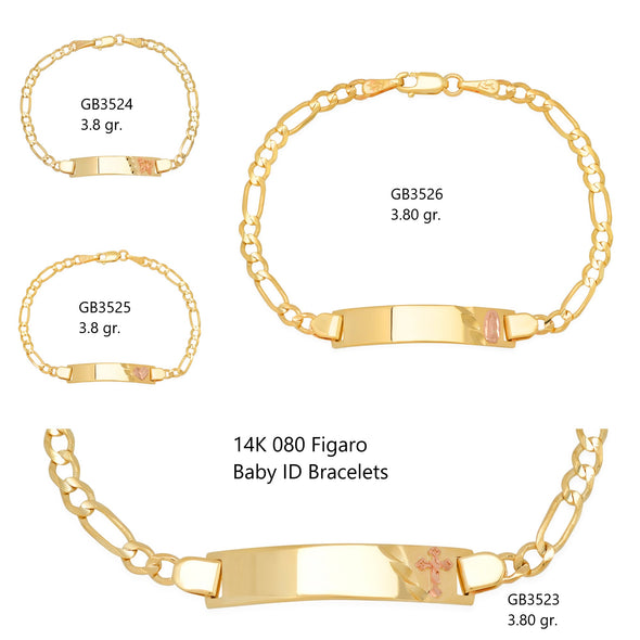 14K Yellow Gold 080 Figaro Baby ID Collection