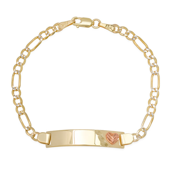 14K Two-tone Gold 080 Pave Figaro Baby ID Collection