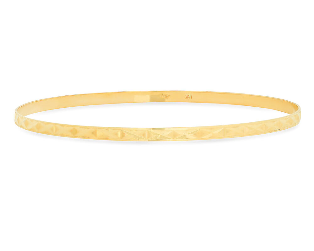 14K Yellow Gold Single Semanario Bangle Bracelet ( 7-8 inch )
