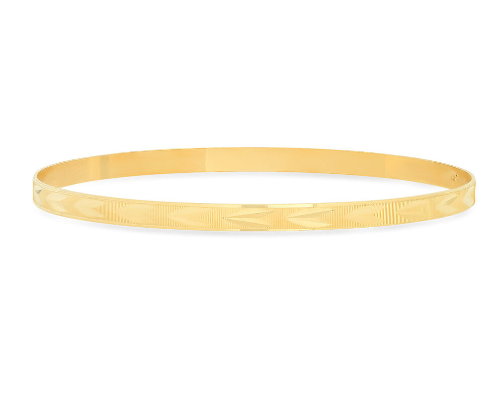 14K Yellow Gold Single Semanario Bangle Bracelet ( 7-8 Inch )