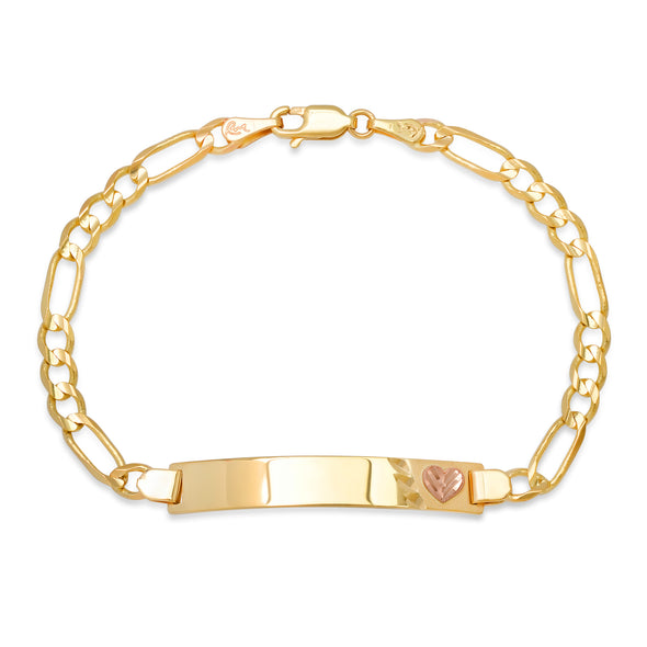 14K Yellow Gold 100 Figaro Ladies ID Bracelets