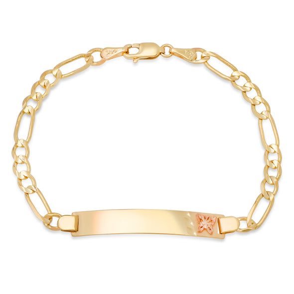 14K Yellow Gold 100 Figaro Ladies ID Bracelets
