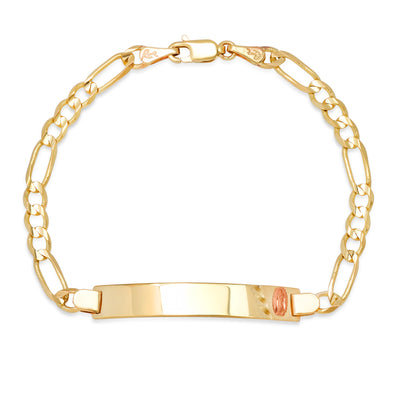 14K Yellow Gold 100 Figaro Ladies ID Bracelets