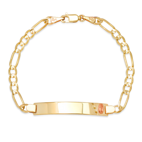 14K Yellow Gold 100 Figaro Ladies ID Bracelets