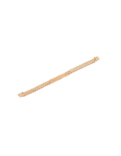 14K Yellow Gold 6.5 mm Cuban Link Beveled Baby ID Bracelet (6-7 Inch)