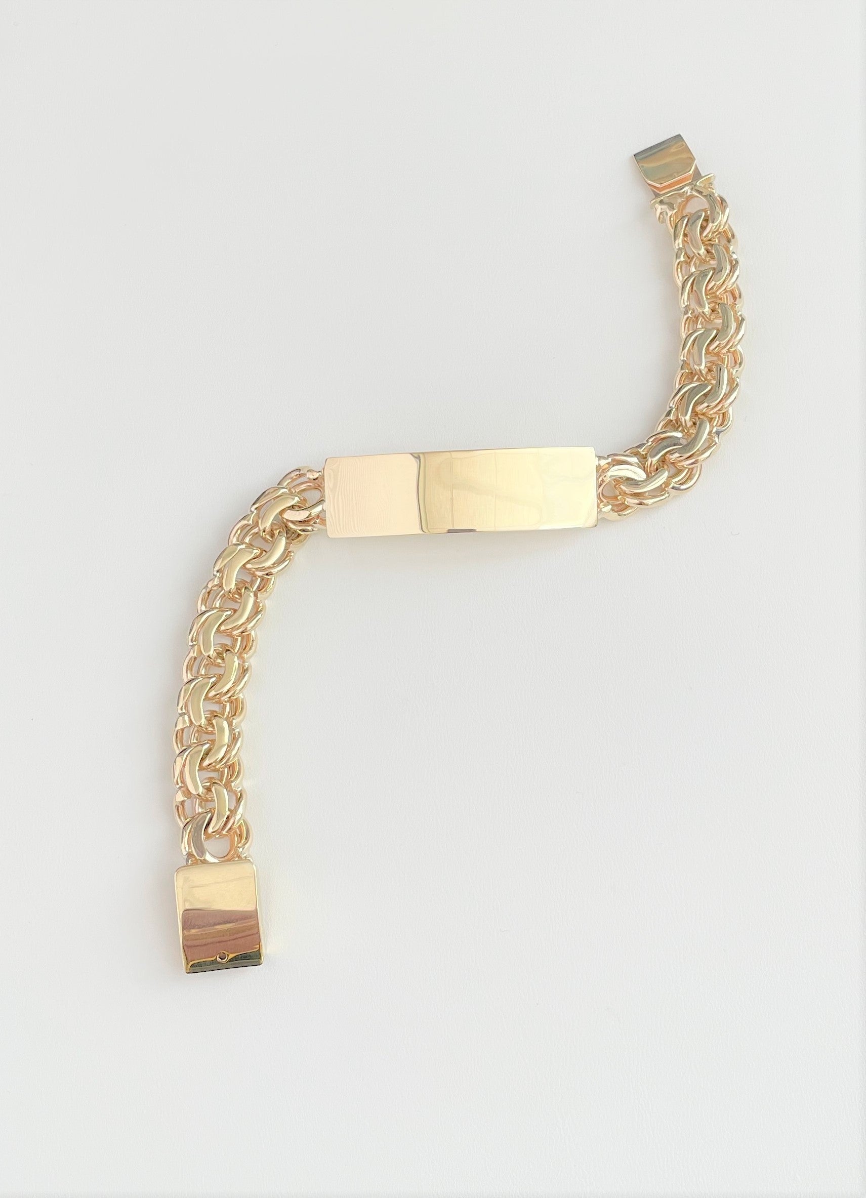 14K Yellow Gold 10 mm Chino Link ID Bracelet – Roberto