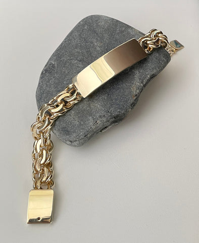 14K Yellow Gold 10 mm Chino Link ID Bracelet