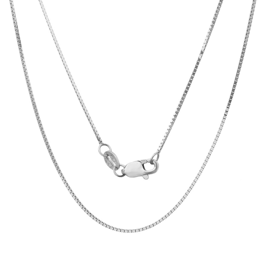 14K White Gold .75 mm Box Chain (16-30 Inch)