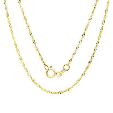 14K Yellow Gold 1 mm Singapore Chain ( 14-24 Inch )