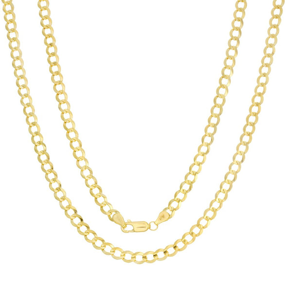 14K Yellow Gold 6 mm Concave Curb Chain (20-26 Inch)