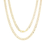 14K Two-tone Gold 4 mm Pave Curb Chain (18-24 Inch)
