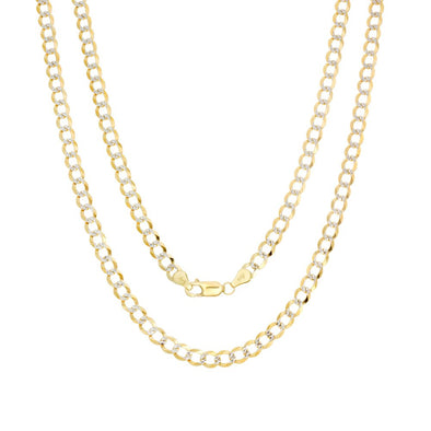 14K Two-tone Gold 4 mm Pave Curb Chain (18-24 Inch)