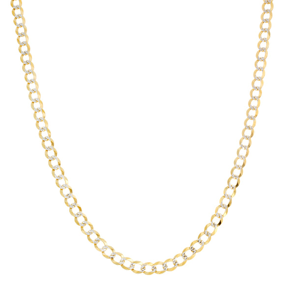 14K Two-tone Gold 5 mm Pave Curb Chain (18-24 Inch)