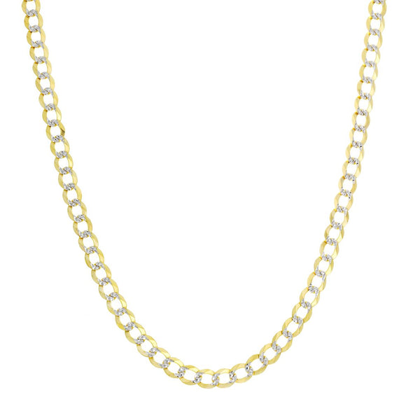 14K Two-tone Gold 6 mm Pave Curb Chain (20-24 Inch)