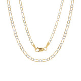 14K Two-tone Gold Pave 2.5 mm Figaro Chain Necklace ( 16-24 Inch )