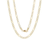 14K Two-tone Gold 3 mm Pave Figaro Chain Necklace ( 16-24 Inch )