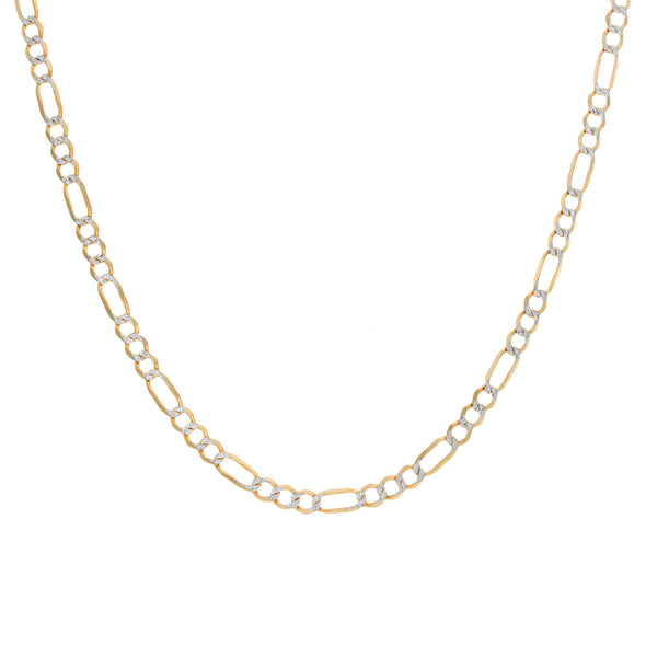 14K Two-tone Gold 4 mm Pave Figaro Necklace ( 16-24 Inch )