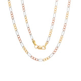 14K Tri-color Gold 3 mm Figaro Chain ( 16-24 Inch)