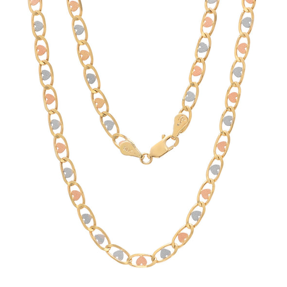 14K Tri-color Gold 4 mm Amor Chain ( Size 16-20 Inch )