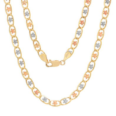 14kK Tri-color Gold 4 mm Margarita Chain ( Size 16-20 Inch )