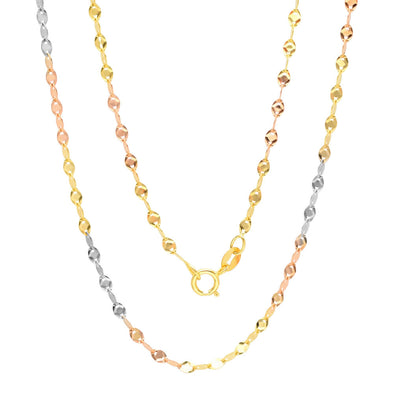 14K Tri-color Fatima Link Chain ( 16-20 Inch )