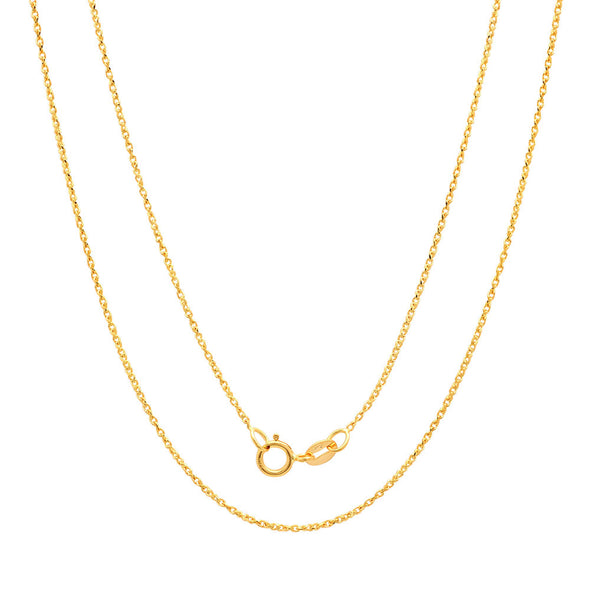 14K Yellow Gold 1 mm Diamond-cut Wheat Chain ( 16-24 Inch )