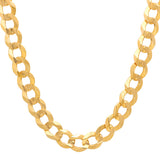14K Yellow Gold 12mm Beveled Curb Canal Chain (24-30 Inch)