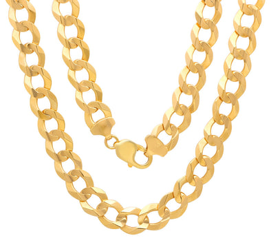 14K Yellow Gold 12mm Beveled Curb Canal Chain (24-30 Inch)