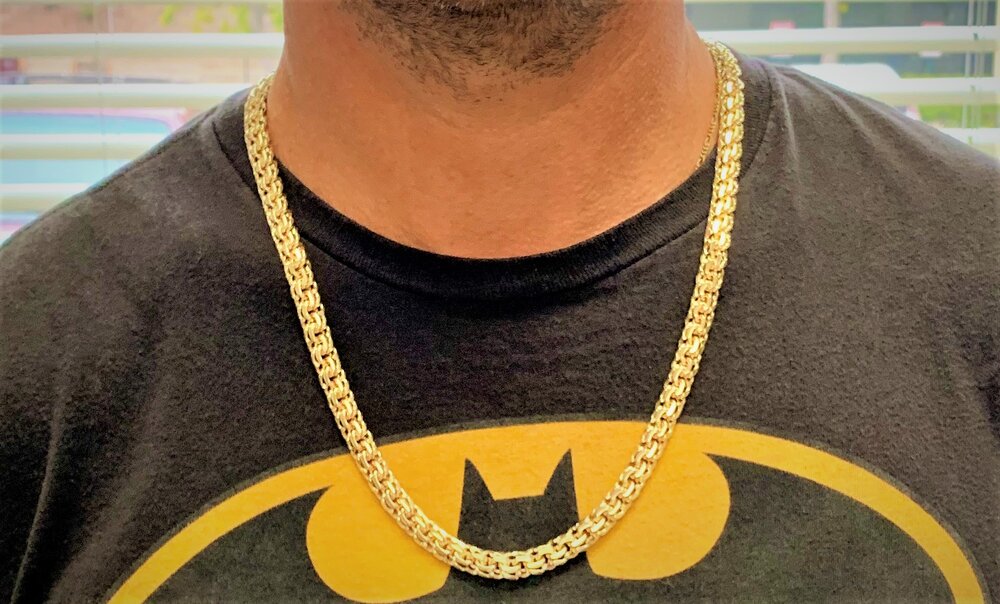 14K Yellow Gold 9 mm Chino Link Chain Necklace (18-30 Inch)