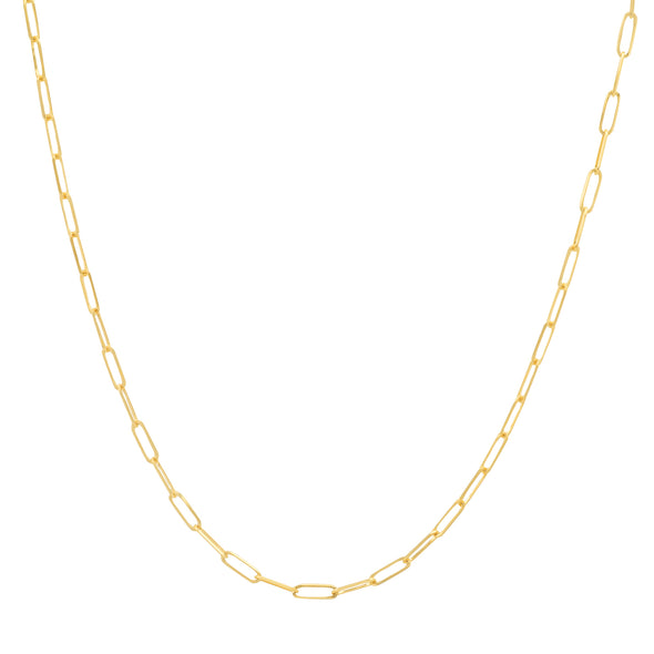 14k Yellow Gold 2 mm Paperclip Chain ( 18-24 Inch )