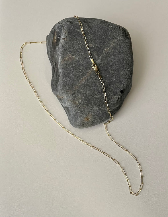14k Yellow Gold 2 mm Paperclip Chain ( 18-24 Inch )