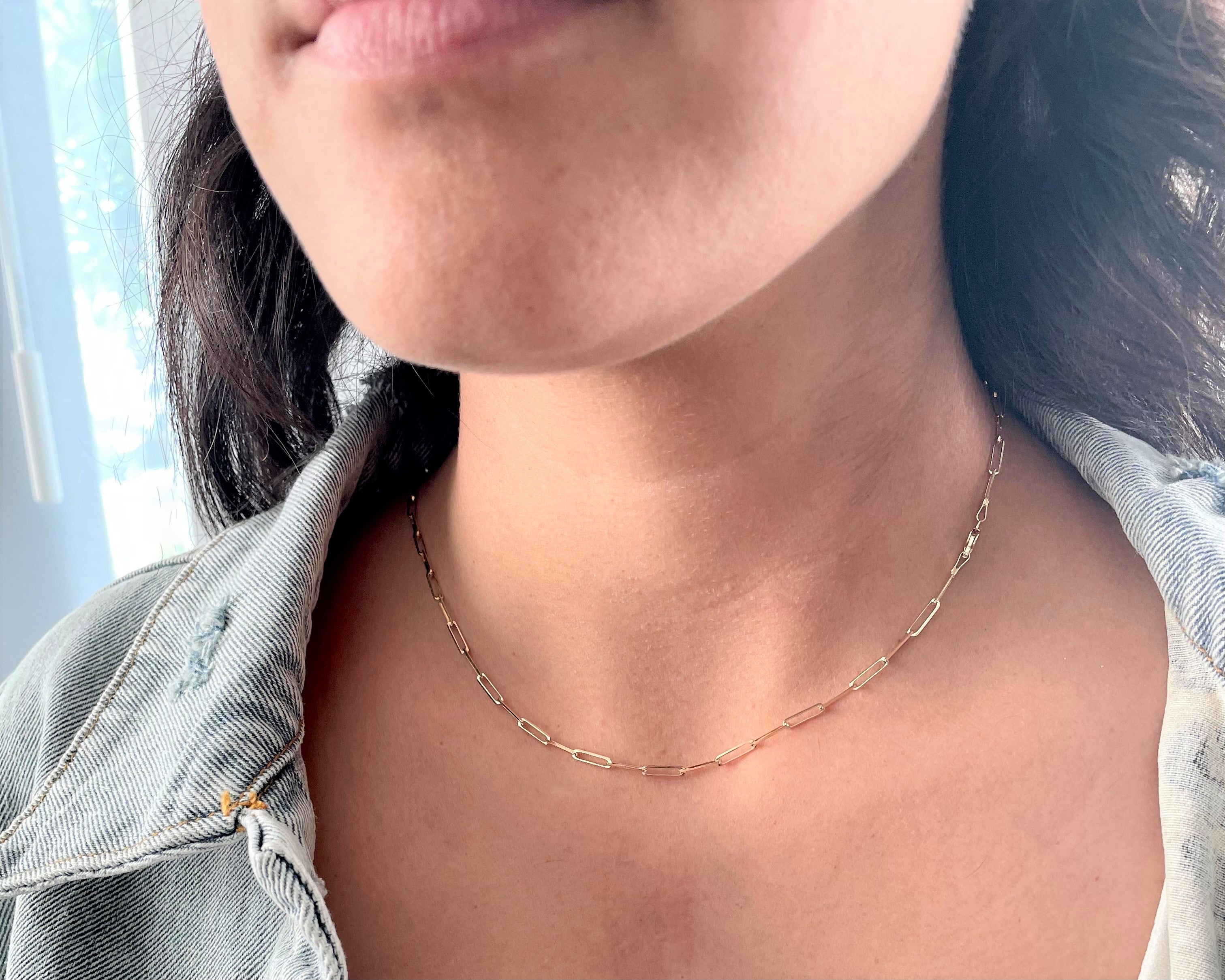 14k Yellow Gold 2.5 mm Paperclip Chain ( 18-24 Inch )