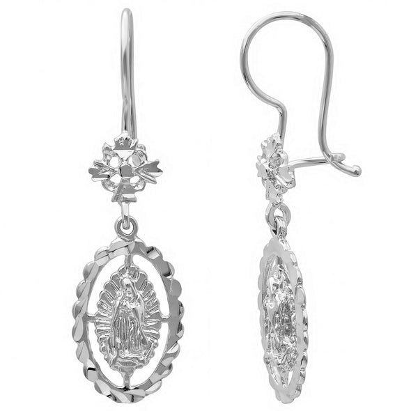 14K Gold Our Lady of Guadalupe Drop Earring
