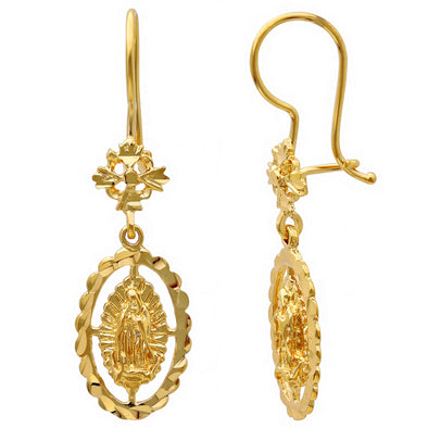 14K Gold Our Lady of Guadalupe Drop Earring