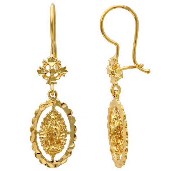 14K Gold Our Lady of Guadalupe Drop Earring