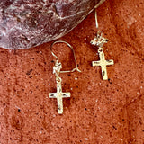 14K Gold Taos Cross Drop Earring