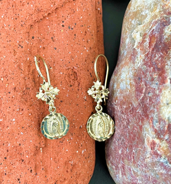 14K Gold Our Lady of Guadalupe Earring