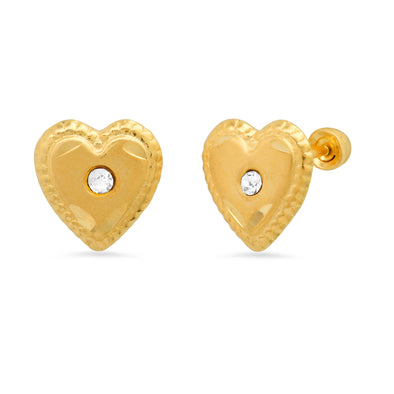 14K Yellow Gold Heart Baby Stud Earring