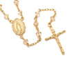 10K Yellow Gold Rosary Necklace Made with Swarovski Crystals (24 Inch)