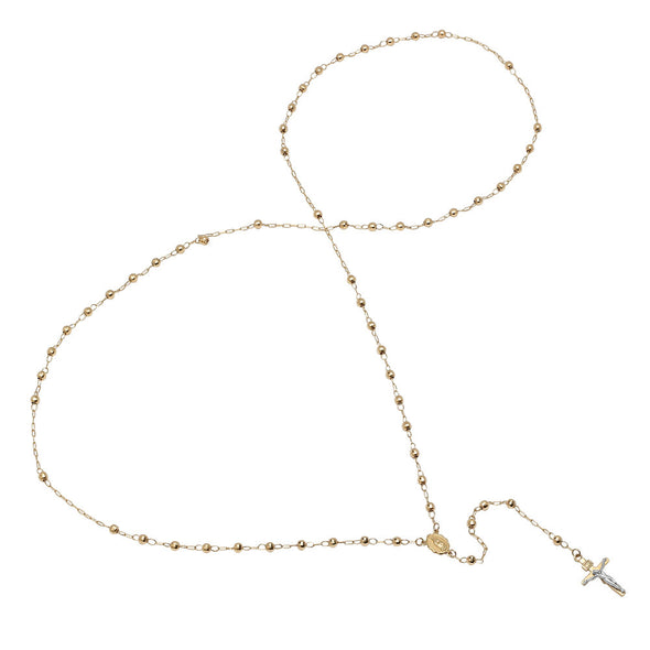 14K Yellow Gold Faceted Rosary Necklace ( 26 Inch )
