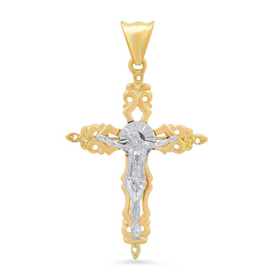 14K Two-tone Gold Firenze Crucifix Pendant