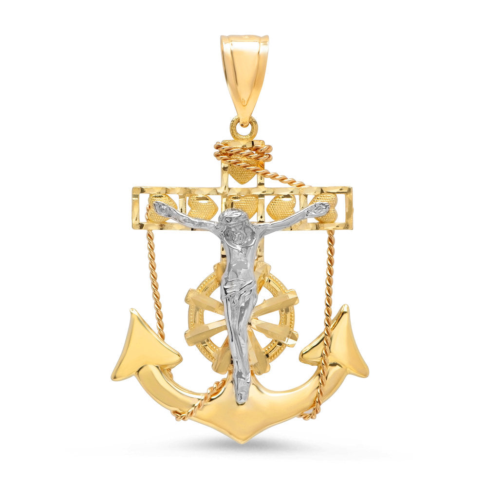 14K Two-Tone Gold Mariner's Cross Pendant