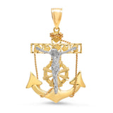 14K Two-Tone Gold Mariner's Cross Pendant