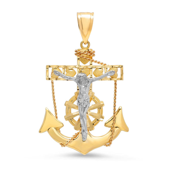 14K Two-Tone Gold Mariner's Cross Pendant