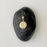 14K Yellow Gold Recuerdo del Bautizo Baptismal Medal Pendant
