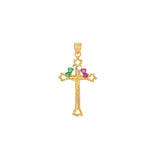 Yellow Gold Bandera Cubic Zirconia Crucifix Pendant