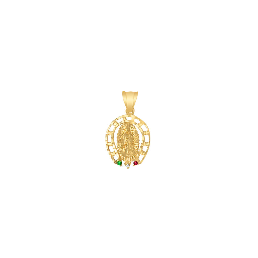 Yellow Gold Lucky Guadalupe Bandera Pendant